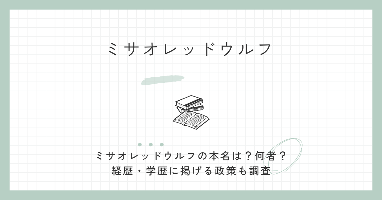 ミサオレッドウルフの本名は？何者？経歴・学歴に掲げる政策も調査